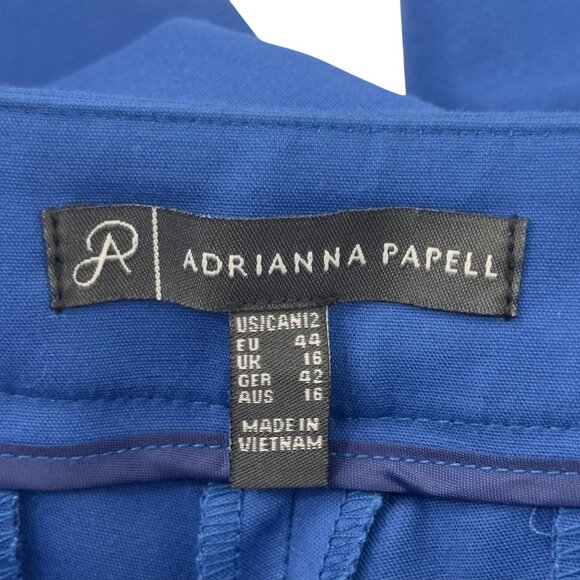 Adrianna Papell Womens Royal Blue Cropped Dress Pants Size 12 Cotton Blend - Picture 3 of 10